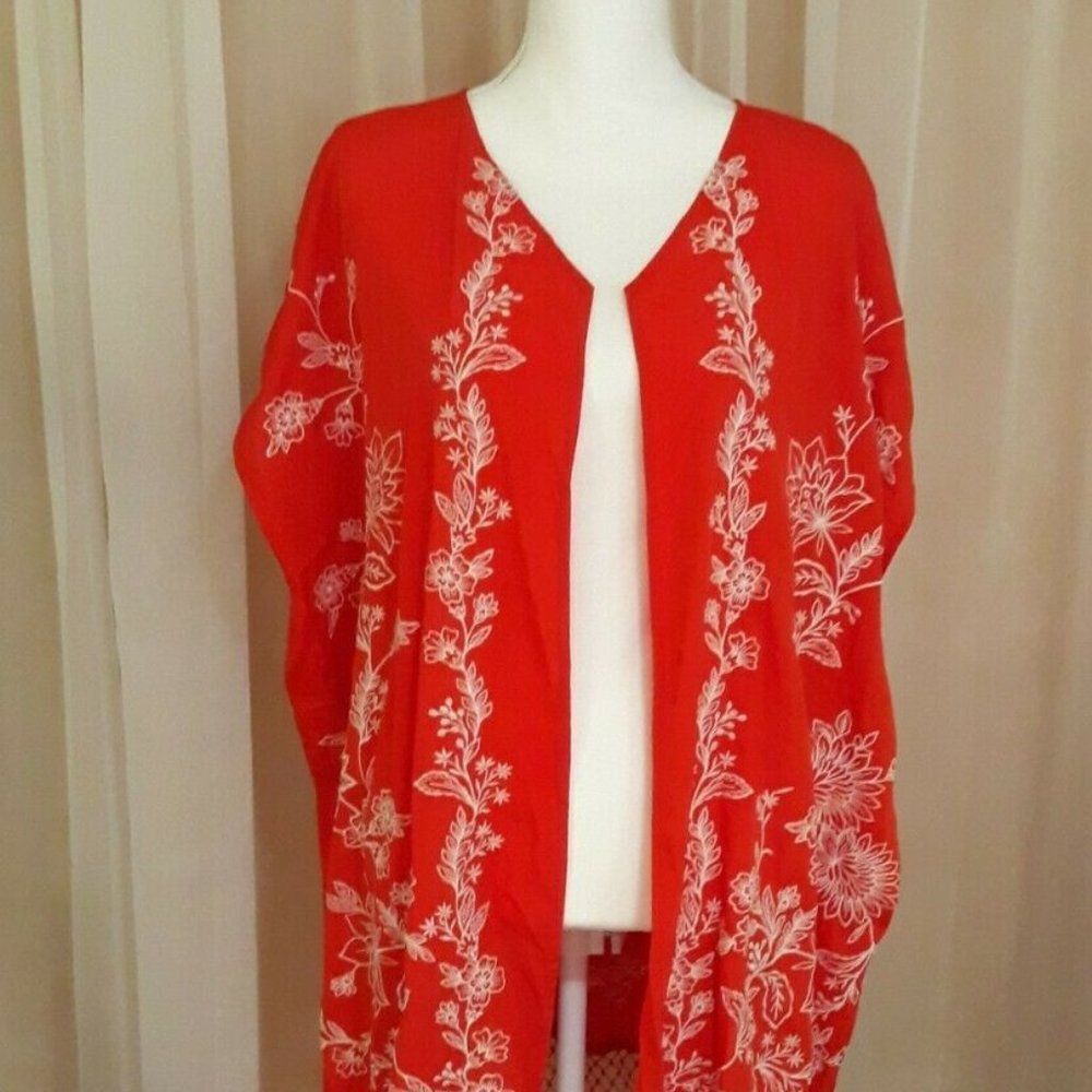 Denim 24/7 Orange Coral Floral Shrug (12-16) NWOT